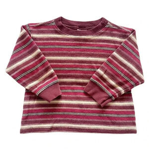 Vintage Kids Old Navy Burgundy + Cream Striped Long Sleeve Tee Size 2T